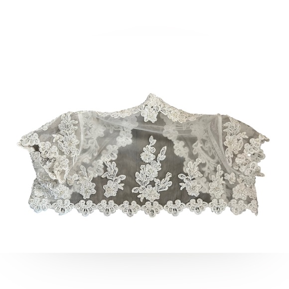 PC MARYS Wedding bolero bridal dress bridal short sleeve beaded crop jacket NWOT - Picture 3 of 7